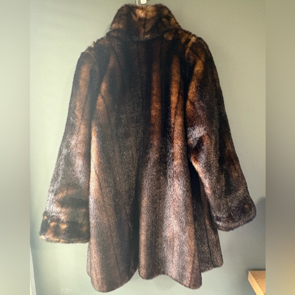 Vintage Faux Fur Coat XL Brown Mink Look Made in USA Olympia Limited Glam Winter - Picture 10 of 10